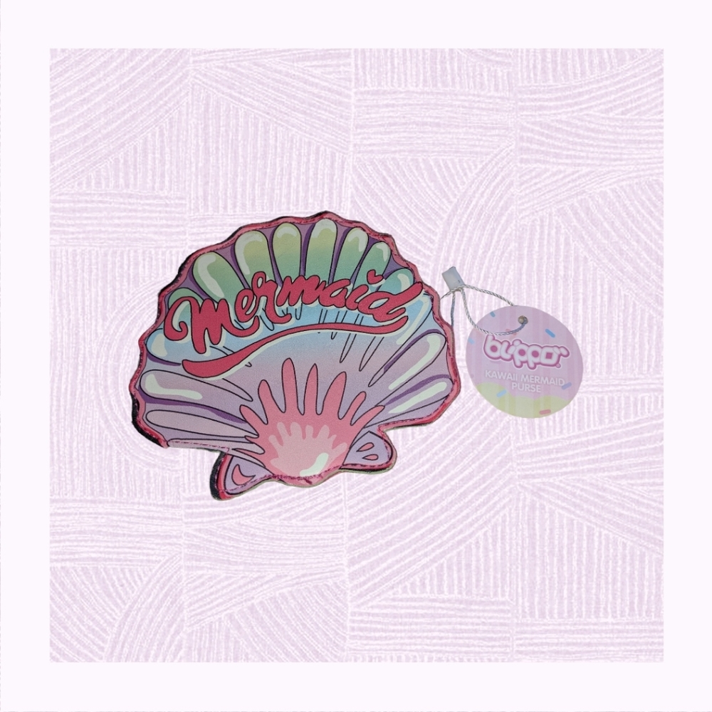 NWT - BLIPPO - Mermaid Seashell Pink Cute Cool Small/Mini Zip Coin Purse